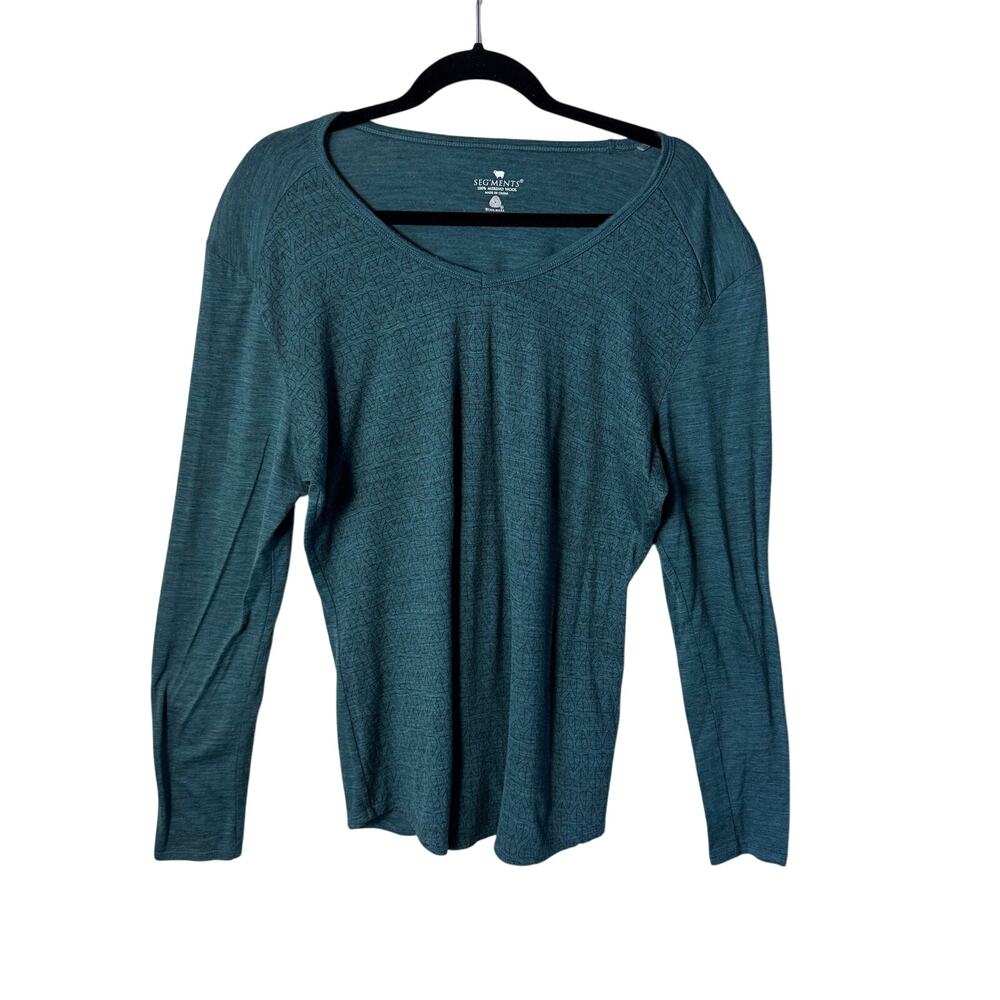 Segments Teal 100% Merino Wool Baselayer Top Long Sleeve Knit Shirt XL